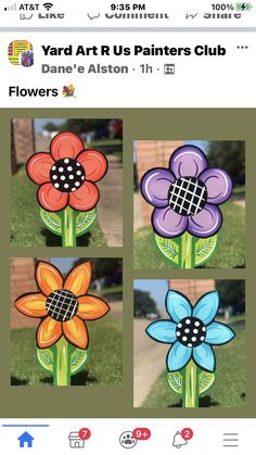 the yard art us painter's club is on facebook and it has flowers painted on them