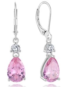 PRICES MAY VARY. Ღ𝗦𝘁𝘂𝗻𝗻𝗶𝗻𝗴 𝗗𝗲𝘀𝗶𝗴𝗻 ━ Guesma dangle earrings for women set with 2 pieces 10x7mm teardrop-brilliant-cut created pink tourmaline, and 2 pieces 3.5mm 5A+ cubic zirconia. Ღ𝗛𝗶𝗴𝗵-𝗤𝘂𝗮𝗹𝗶𝘁𝘆 𝗠𝗮𝘁𝗲𝗿𝗶𝗮𝗹𝘀 ━ Made from 925 sterling silver with 18k white gold plated, these leverback earrings are durable and long-lasting. They are also hypoallergenic, making them safe for those with sensitive ears. Ღ𝗩𝗲𝗿𝘀𝗮𝘁𝗶𝗹𝗲 ━ These drop earrings are perfect from weddings Jewelry Pearls, Pearls Earrings, Pearl Jewelry Wedding, Leverback Earrings, Pink Earrings, Women Set, Sensitive Ears, Pink Tourmaline, Earrings For Women