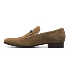 Dress up your summer look with the Stacy Adams Wydell Moc Toe Bit Slip On. Made with soft leather and suede upper on a modern stacked heel. Featuring breathable leather linings and a Memory Foam footbed, the Wydell is as comfortable as it is stylish. Soft leather and suede upper, Slip on entry, Flat heel, Moc Toe, Fully cushioned, leather covered insole with Memory Foam for all-day comfort, Durable rubber outsole | Men's Stacy Adams Wydell Dress Loafers in Tan Suede Size 13 Mens Dress Loafers, Dress Loafers, Shoe Carnival, Tan Suede, Summer Look, Suede Shoes, Leather Cover, Stacked Heel, Summer Looks