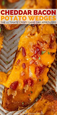 cheddar bacon potato wedges are the ultimate game day appetizer recipe