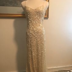 Ivory Beaded Gown With Demi-Train. Theia Dresses, Beaded Maxi Dress, Beaded Gown, Beaded Dress, Evening Gown, Evening Gowns, Night Out, Prom Dresses, Prom