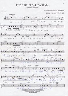 sheet music for the girl from ipanema