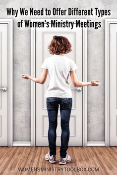 a woman standing in front of two doors with the words why we need to offer different types