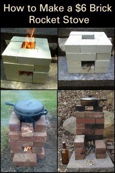 how to make a 6 brick rocket stove with bricks and fire pit in the middle