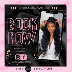 Hair Business Flyer Design, Instagram Hair Business Page Layout, Makeup Promotion Flyer, Makeup Flyers Ideas, Business Theme Ideas, Small Business Flyer Ideas, Hair Business Flyer, Hair Flyers Ideas Canva, Hair Business Names Ideas For Instagram