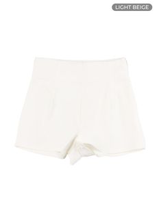 high-waist-slim-fit-shorts-ca409 / Light beige Trendy Summer Tops For Going Out, Solid Summer Party Shorts, Solid Color Party Shorts For Summer, Elegant Stretch Beige Shorts, Elegant Mini Shorts For Spring, Elegant Mini Length Shorts For Spring, Elegant Fitted Mini Shorts, Cream Fitted Shorts For Spring, Elegant High Waist Shorts For Day Out