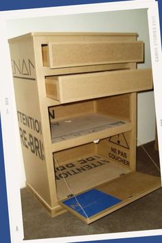 an unfinished bunk bed with no mattresses on the bottom and one side is open