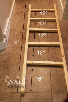 a ladder is shown with measurements for the steps to go up it's side