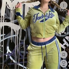 Totally 2000s Green Velour Track Suit! So Soft And Comfortable. Great Outfit For Chilly Days. Top Is A Uk 6 & Bottoms Are A Uk 8. In Great Condition No Noticeable Flaws. Dm With Any Questions. (Selling Together Only) Tags: Y2k That’s Hot Paris Hilton Wet Seal Dkny Vintage Forever 21 Charlotte Russe Eye Candy Express Playboy 2000s 90s Green Tracksuit Velour Cropped Jacket Zip Up Kim Kardashian Fitted Blue Sets For Streetwear, Blue Fitted Streetwear Sets, Green Tracksuit, Outfit Ideas February, Missguided Outfit, Mujeres Tattoo, Tracksuit Outfit, Jaded London, 2000s Fashion Outfits