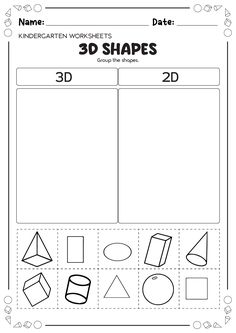 Capacity Worksheets, Shape Worksheet, 3d Shapes Activities, 3d Shapes Worksheets, Forms And Shapes, Letter A Coloring Pages, Fruit Coloring, Shapes Worksheet Kindergarten, Shape Activities