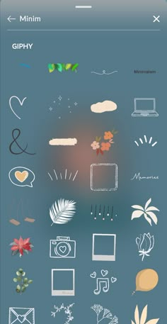 an iphone screen showing the various icons and symbols for each item, including flowers, leaves,