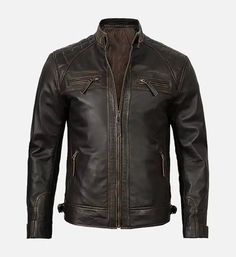 Express your inner biker by getting your hands on this ultimate Cafe Racer leather jacket combines with a hint of stunning distressed brown color. Made from 100% premium leather at AU LeatherX, this leather jacket exudes a perfect vintage look that resonates both with contemporary and classic vibes. Product Specification Material and Lining: Heavyweight sheepskin leather exterior. Polyester lined interior.Design Detail: Rugged and classic cafe racer design in a distressed brown color that giv... Classic Cafe Racer, Racer Leather Jacket, Classic Cafe, Maroon Leather Jacket, Man Cafe, Cafe Racer Leather Jacket, Cafe Racer Design, Cafe Racer Jacket, Pink Leather Jacket