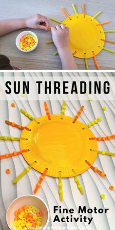 the sun is made out of construction paper and beads