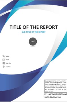 a blue and white cover for a report