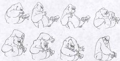 some very cute cartoon bears doing different things in the same drawing style, and one is holding