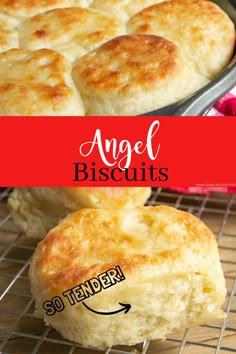 two images side by side with the same image and text overlay that says angel biscuits