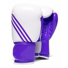 purple and white boxing gloves on a white background