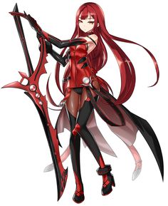 Crimson Avenger Alt Art - Elsword Art Gallery Red Hair Anime Characters, Crimson Avenger, Art Manga, Elsword, Warrior Princess, Girls Characters, Fanarts Anime