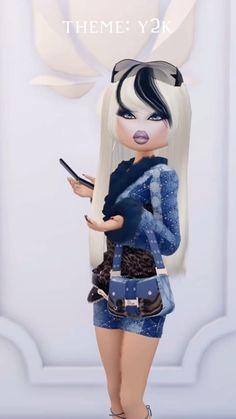 an animated girl holding a cell phone in her hand