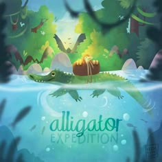 an alligator is floating in the water