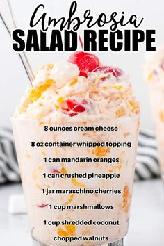 an ice cream sundae recipe in a glass with strawberries on top