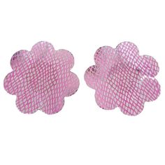 One pair of pink flower shaped pasties. Pink 3d Flower Earrings, Cute Pink Flower Shaped Earrings, Cute Pink Flower Earrings, Cute Pink Flower Earrings With Handmade Flowers, Cute Pink Handmade Flower Earrings, Pink Snake, Flower Shape, Pink Flower, Pink Flowers