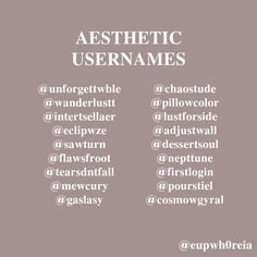 the words aestheticic usenames are written in different languages