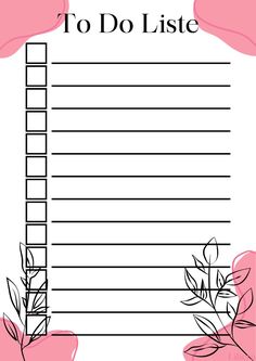 a to do list with pink flowers on it and the words to do list written in black