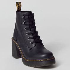 Dr. Martens Jesy Laced Up Heel Size 11 Nwb Doc Martens Heeled Boots, Womens Doc Martens, Doc Martens Heels, Jade Core, White Lace Up Boots, Brown Hiking Boots, Doc Martens Women, Combat Shoes, Doc Martens Style