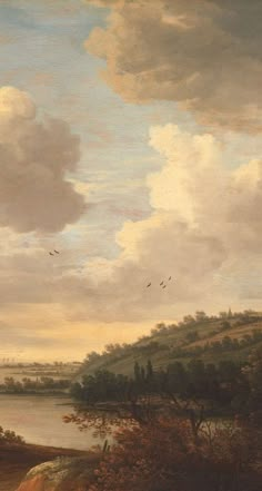 an image of a painting with clouds in the sky