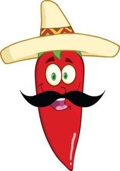 a red pepper wearing a sombrero on top of it's head with a mustache