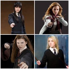 four different pictures of harry potter and hermione's hogwarts characters