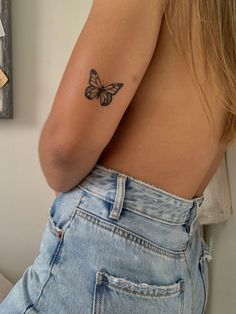 Tatuaje de mariposa 🦋 Butterfly Tattoos On Arm, Unique Small Tattoo, Writing Tattoos, Small Hand Tattoos