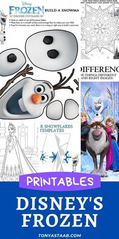 disney's frozen princess coloring pages with the title, printables and instructions