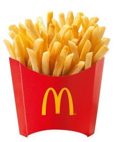 french fries in a red box with mcdonald's logo