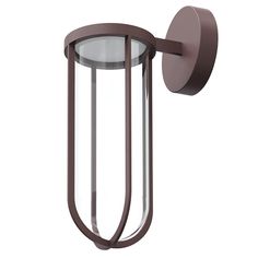 an outdoor wall light with a brown finish