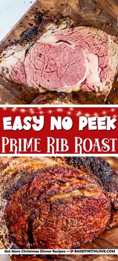 an easy no peek prime rib roast recipe on a cutting board