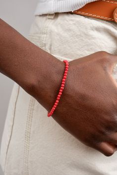 Beatrice Valenzuela Red Bamboo Coral Bracelet Elegant Red Coral Beaded Bracelets With Round Beads, Elegant Red Coral Beaded Bracelets, Red Single Strand Beaded Bracelet, Red Coral Beaded Bracelets, Elegant Red Hand-strung Beaded Bracelets, Hand-strung Red Coral Beaded Bracelets With Round Beads, Red Coral Gemstone Beads Bracelets, Red Coral Bracelets With Gemstone Beads, Elegant Red Coral Beaded Bracelets With Adjustable Fit