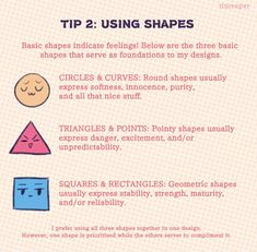 an info sheet describing how to use shapes in your design project, including triangles and faces