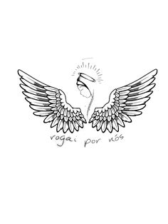 a drawing of two wings with the words regal por no