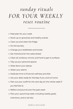 sunday ritual for your weekly reset routine Sunday Reset Routine, Routine Weekly, Sunday Reset, Vie Motivation