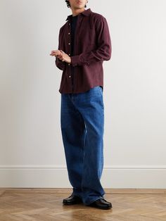 Each Portuguese Flannel design is inspired by its native people and rich heritage. This 'Teca' shirt is cut from soft cotton in a rich burgundy hue. Wear it buttoned up or leave it open over a T-shirt. Flannel Outfits, Rich Burgundy, Mens Flannel Shirt, Loungewear Shorts, 2024 Fashion, Short Suit, Fall 2024, Cotton Flannel, Mr Porter