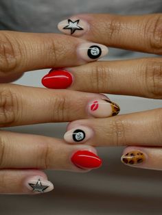 Fall Nails Ideas Thanksgiving, Cute Nail Square Designs, Nail Inspo Crazy Designs, Nails For The Holidays Seasons, Cute French Nails Design, Nails Black With Design, Tilly Joan Nails, Red Hoco Nails Almond, Disco Acrylic Nails