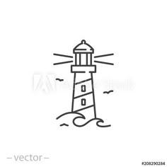 a lighthouse line icon on white background