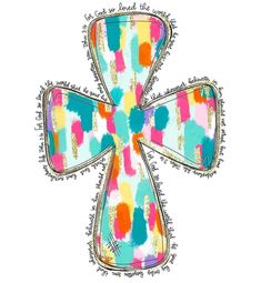 the cross is made out of colorful paint