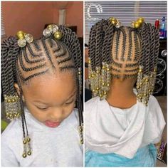 2 Ponytail Hairstyles For Kids Braids, Braids For Toddler Girls Black, Toddler Girl Braid Styles, Black Toddler Hairstyles Girl Braids, 2 Braided Ponytails For Kids, Toddler Braided Hairstyles Black Baby Girls, Daughter Hairstyles Braids, Braided Hairstyles For Toddlers, Toddler Cornrow Styles