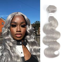 PRICES MAY VARY. 1. 【Material】: Brazilian Remy Silver Grey Body Wave Bundles Hair is Made by 100% High Quality Human Hair that Cut off from one Young Donor Directly . No Chemical Process, Harmless To Health. No Synthetic Hair Or Animal Hair Mixed. Easy to Work with Install. 2.【Size&Color】: 90-95g/Bundle,Usually 3 Packs Can Make a Full Head, Including 1pc eyelash.（Different Lighting Conditions May Result in Slight Color Differences), Can Be Colored, Dyed, If You are not Professional, I Suggest You Go to the Salon. 3.【Features】: New Fashion Nice, Trendy and Edgy Look, Soft and Full Weight, Comfortable and Charming. The Grey Human Hair Bundles is More Lovely and Full-Looking. One Direction Cuticle With No Split Ends， No Bad Smell , No Bugs/Lices. Not Easy to Tangle. 4.【Use】: Body Wave Silver Hair Weft Extensions, Extensions For Black Women, Black Women Beauty, Brazilian Body Wave Hair, Body Wave Bundles, Weft Extensions, Bad Smell, Brazilian Body Wave, Body Wave Hair