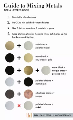 the guide to mixing metals for a layered look with text overlaying it