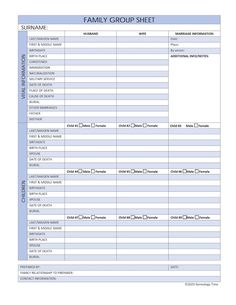 the family group sheet is shown in blue