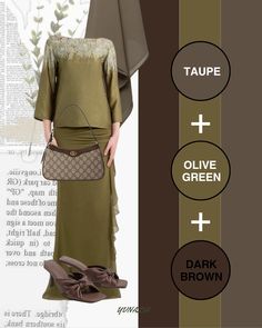 Olive Green Outfit Color Combinations, Outfit Color Combinations, Raya Outfit, Green Hijab, Fesyen Islam, Fashion Reference, Tutorial Hijab, Green Outfit